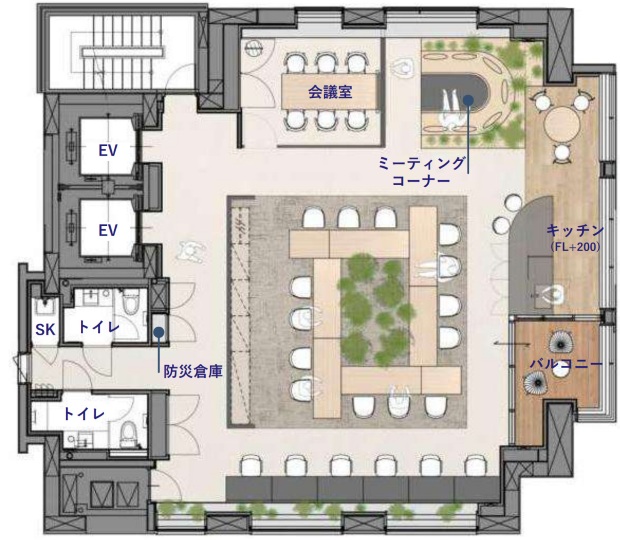 御成門駅徒歩4分！共用ラウンジ・屋上テラス付の新築フルセットアップオフィスの写真1