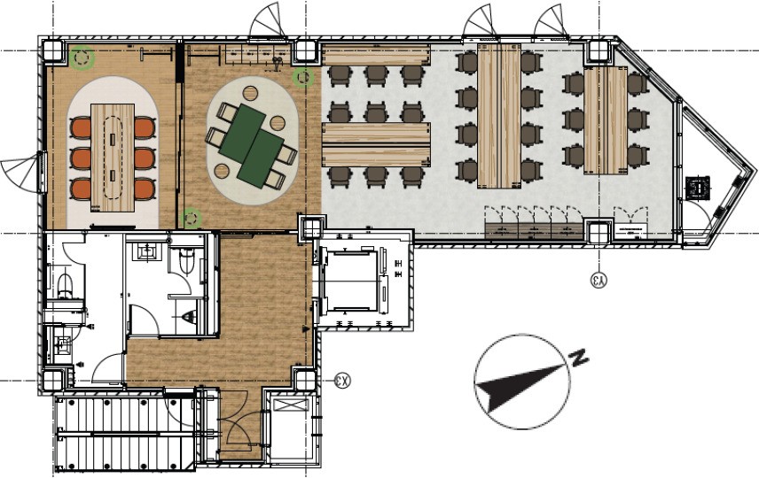 新橋駅徒歩3分！抜群の立地で機能性も十分の家具・什器付き新築フルセットアップオフィスの写真1