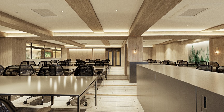 【仲介手数料不要】飯田橋駅徒歩7分、和モダンな内装で機能性抜群のセットアップオフィスの写真2