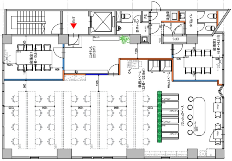 不動前駅から徒歩5分、会議室・個室ブース各2室とラウンジスペースを備えたセットアップオフィスの写真1