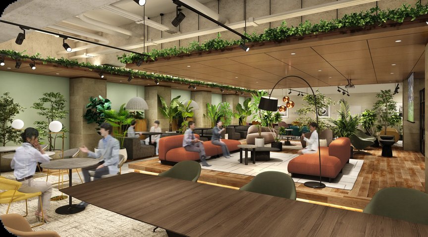 【敷金最大0】大手町駅徒歩圏内、約100坪のラウンジに共用会議室まで備えたフルセットアップオフィスの写真1