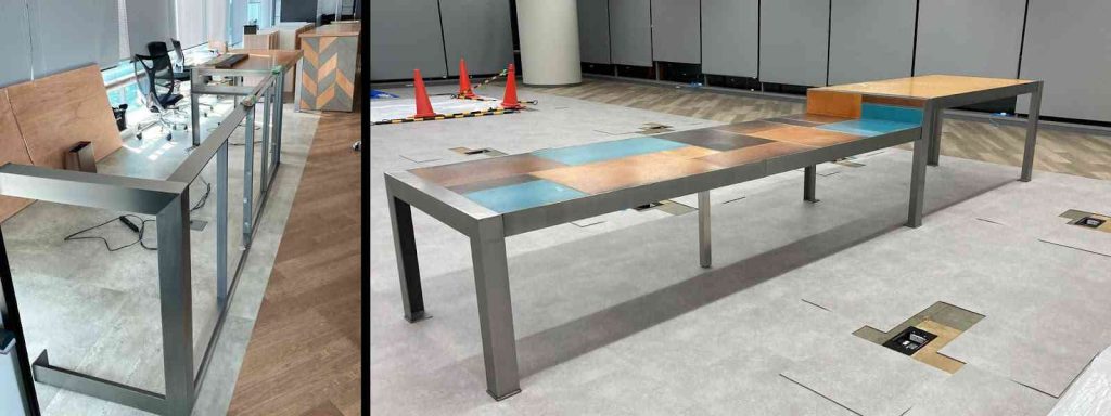 全長5メートルの段違いのロングテーブル