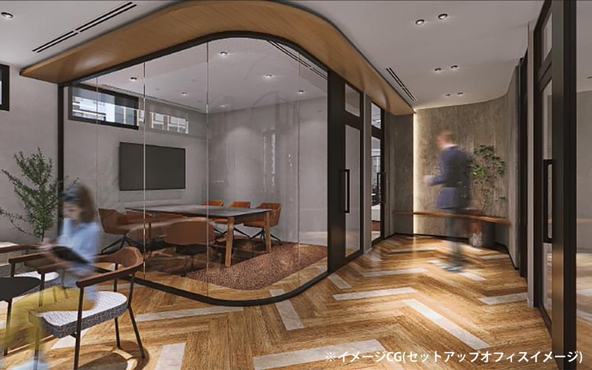 人形町駅まで徒歩1分！屋上テラス・共用ラウンジ付き、約110坪の大型ハーフセットアップオフィス