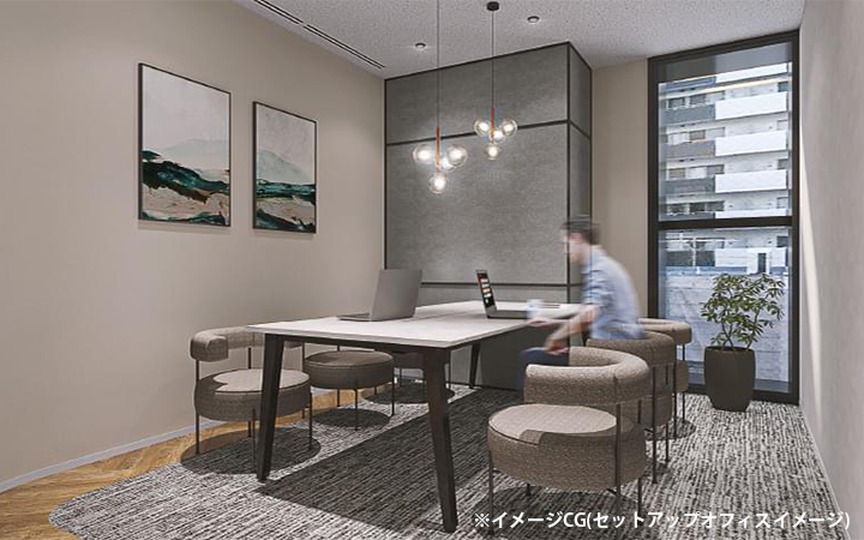 人形町駅徒歩1分！洗練されたデザインと充実の設備が魅力、新築ビル最上階のハーフセットアップオフィスの写真9