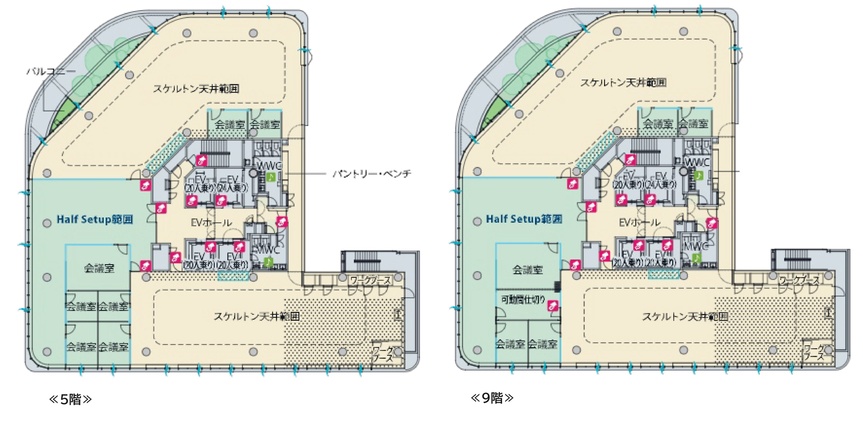 東京駅まで徒歩7分！充実の共用部を備えた、100席規模のハイグレードな大型ハーフセットアップオフィス6